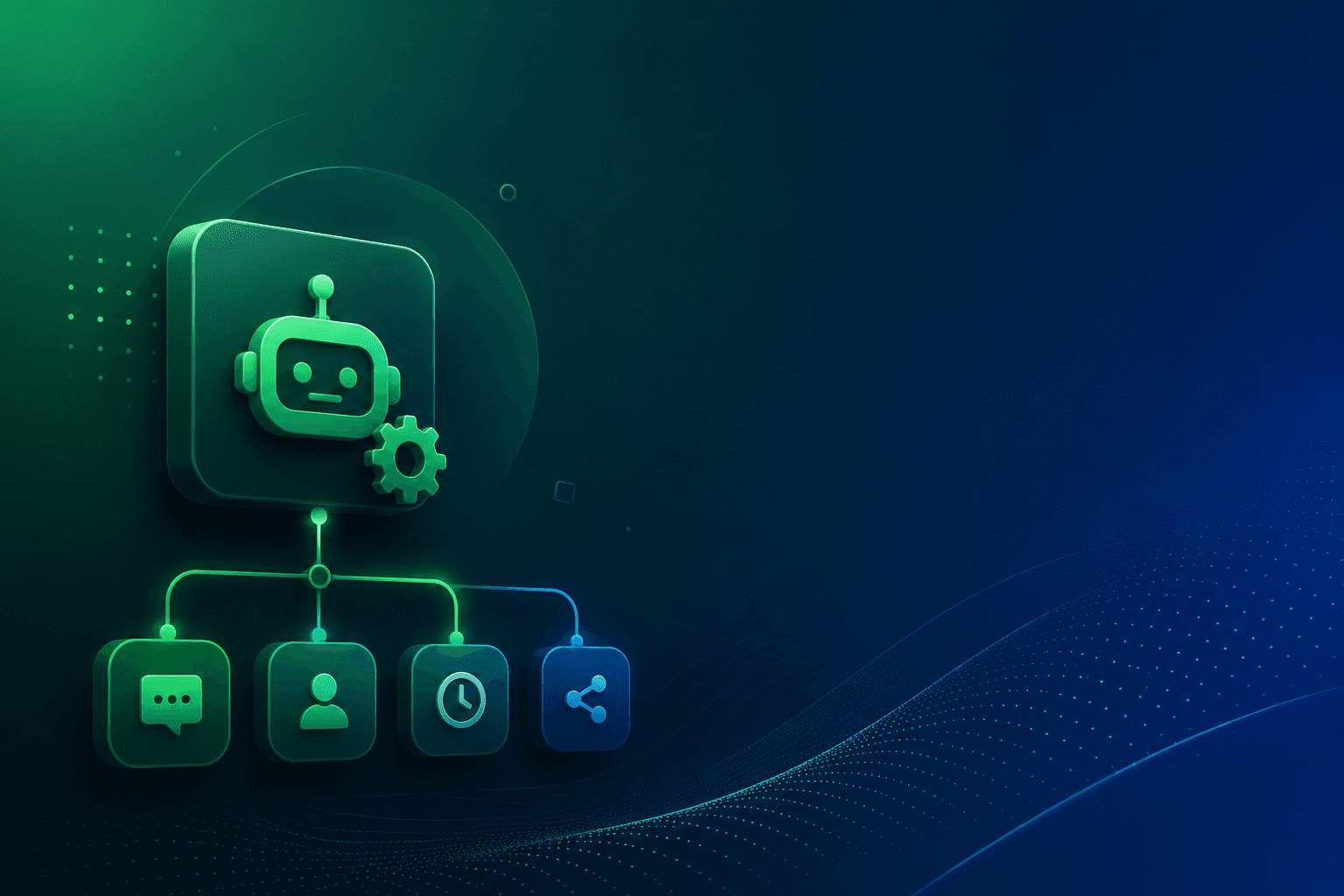 No-code workflow builder connecting chat, contact and scheduling steps